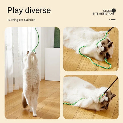 Interactive feather cat toy with bell and ribbon – soft PP cotton, available in packs of 1 to 3