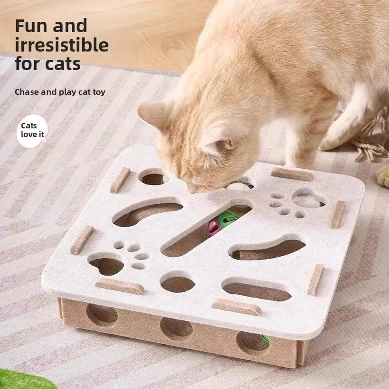 Felt puzzle cat toy – interactive hide-and-seek toy with balls, stimulates cats mentally and physically