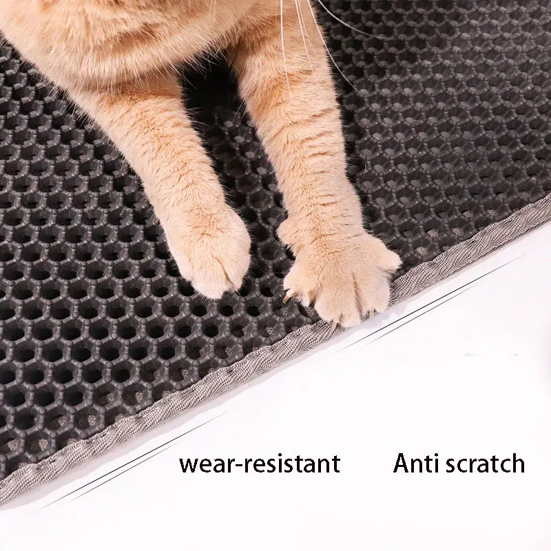 Double-layer waterproof cat litter mat – traps litter and moisture, easy to clean and available in multiple sizes