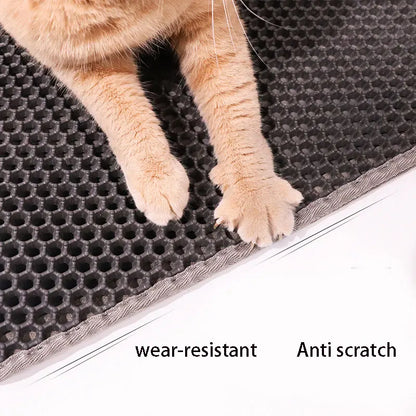 Double-layer waterproof cat litter mat – traps litter and moisture, easy to clean and available in multiple sizes